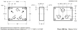 PMRPCQ3-AI6G/10_1960423 - Плита для регуляторов расхода, E-U-T=G1", X=G1/4'', 250 бар, порты на задней панели, сталь - PMRPCQ3-AI6G/10_1960423 - Плита для регуляторов расхода, E-U-T=G1", X=G1/4'', 250 бар, порты на задней панели, сталь