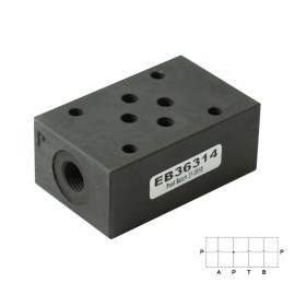 PM-1/PP-1/4_S950562_EB36314 - Плита модульная CETOP 03, два отвода G1/4" от канала P, сталь - PM-1/PP-1/4_S950562_EB36314 - Плита модульная CETOP 03, два отвода G1/4" от канала P, сталь
