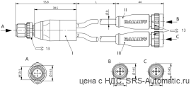 Y-образный распределитель Balluff BCC M414-M415-M415-U2018-002 - Y-образный распределитель Balluff BCC M414-M415-M415-U2018-002