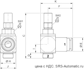Aventics Дроссель с обратным клапаном, Cерия CC02-AL – 0821200245 - Aventics Дроссель с обратным клапаном, Cерия CC02-AL – 0821200245