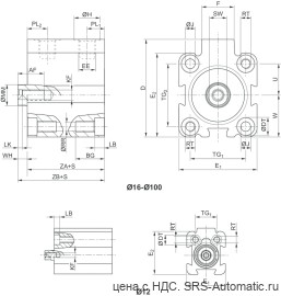 Aventics Короткоходный цилиндр, Cерия KHZ – 0822406410 - Aventics Короткоходный цилиндр, Cерия KHZ – 0822406410
