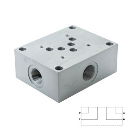 ES5C34L - Плита для распределителей и клапанов, CETOP 05, P-A-B-Т=G3/4", 350 бар, боковые порты по 4-м сторонам, сталь - ES5C34L - Плита для распределителей и клапанов, CETOP 05, P-A-B-Т=G3/4", 350 бар, боковые порты по 4-м сторонам, сталь