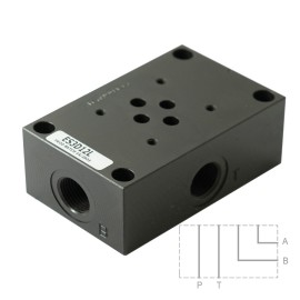 ES3D12L - Плита для распределителей и клапанов, CETOP 03, P-A-B-Т=G1/2", 350бар, боковые порты по 4-м сторонам, сталь - ES3D12L - Плита для распределителей и клапанов, CETOP 03, P-A-B-Т=G1/2", 350бар, боковые порты по 4-м сторонам, сталь