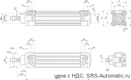 Aventics Профильный цилиндр ISO 15552, Cерия PRA – дюйм – R480176383 - Aventics Профильный цилиндр ISO 15552, Cерия PRA – дюйм – R480176383