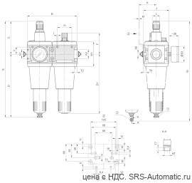 Aventics Блок подготовки воздуха, 2-х секционный, Cерия NL6-ACD – 0821300880 - Aventics Блок подготовки воздуха, 2-х секционный, Cерия NL6-ACD – 0821300880