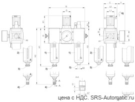 Aventics Блок подготовки воздуха, 3-х секционный, Cерия AS3-ACT – R412007319 - Aventics Блок подготовки воздуха, 3-х секционный, Cерия AS3-ACT – R412007319
