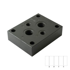 PMSZ3-AI4G/20_1961231 - Плита для монтажа клапанов, CETOP 06, E-U=G1/2",  X-Y=G1/4", 320 бар, порты на задней панели, сталь - PMSZ3-AI4G/20_1961231 - Плита для монтажа клапанов, CETOP 06, E-U=G1/2",  X-Y=G1/4", 320 бар, порты на задней панели, сталь