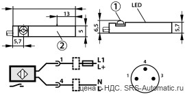 Магнитные датчики dsн - reed серия w  dsh2 r 2f m8 - Магнитные датчики dsн - reed серия w  dsh2 r 2f m8