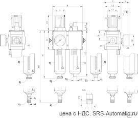 Aventics Блок подготовки воздуха, 2-х секционный, Cерия AS3-ACD – R412007307 - Aventics Блок подготовки воздуха, 2-х секционный, Cерия AS3-ACD – R412007307