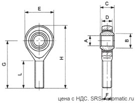 Шарнирная головка на шток, с наружной резьбой - сталь серия w  tm 050 - Шарнирная головка на шток, с наружной резьбой - сталь серия w  tm 050