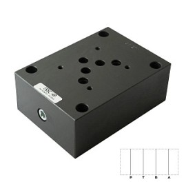 PMD4-AI4G/20_1961271 - Плита для распределителей и клапанов, CETOP 05, P-T-A-B=G3/4", 350 бар, порты на задней панели, сталь - PMD4-AI4G/20_1961271 - Плита для распределителей и клапанов, CETOP 05, P-T-A-B=G3/4", 350 бар, порты на задней панели, сталь