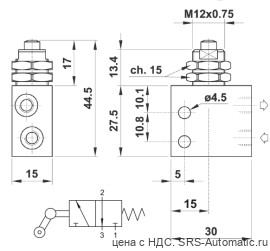 Микропневмоклапан кулачковый для монтажа в панель 02v e0 3 nc b5 - Микропневмоклапан кулачковый для монтажа в панель 02v e0 3 nc b5